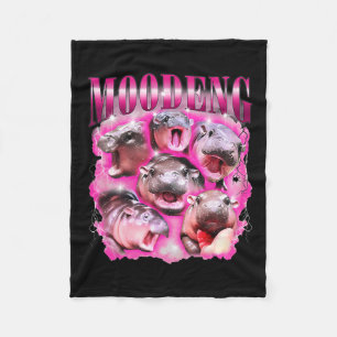 Funny Moo-deng Ba Fleece Blanket