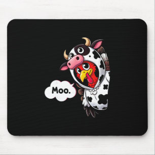 Funny Moo Turkey Cow Costume Thanksgiving Men Wome Mouse Pad