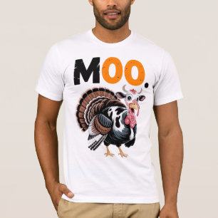 Funny Moo Turkey Thanksgiving Design T-Shirt