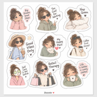 Funny Mood Sticker Sheet – Cute Cartoon Character,