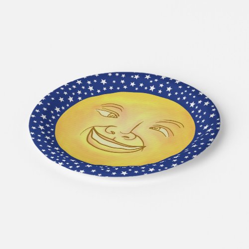 Funny Moon Man Outer Space Vintage Paper Plates
