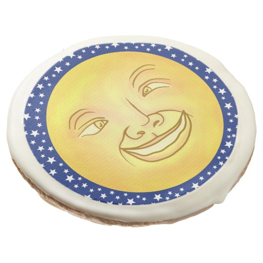 Funny Moon Man Outer Space Vintage Sugar Cookie (Angled)
