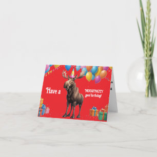 Funny Moose Birthday Greeting with Balloons & Gift Card