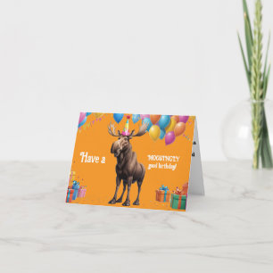 Funny Moose Birthday Greeting with Balloons & Gift Card