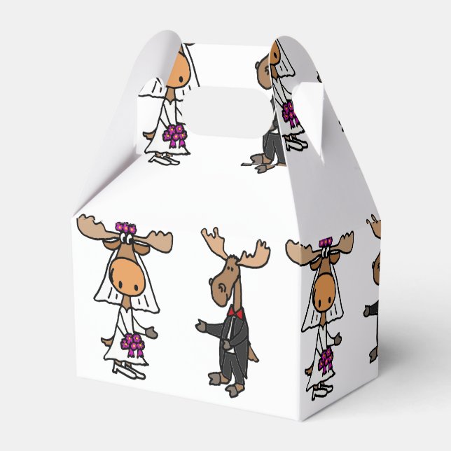 Funny Moose Bride and Groom Favor Boxes (Front Side)