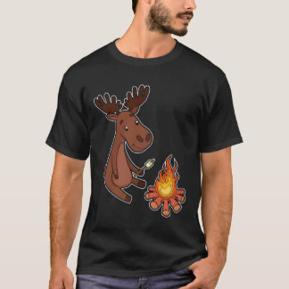 Funny moose camping campfire tents scouts friends T-Shirt