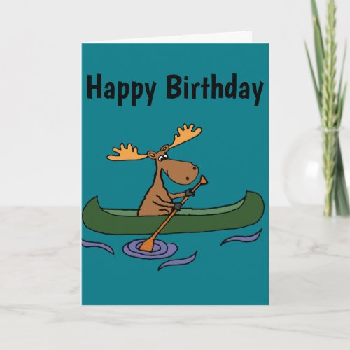 Funny Moose Canoeing Design Card