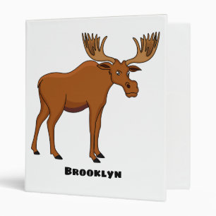 Funny moose cartoon illustration 3 ring binder