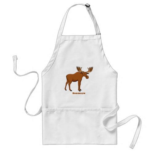 Funny moose cartoon illustration adult apron