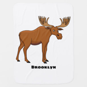Funny moose cartoon illustration  baby blanket