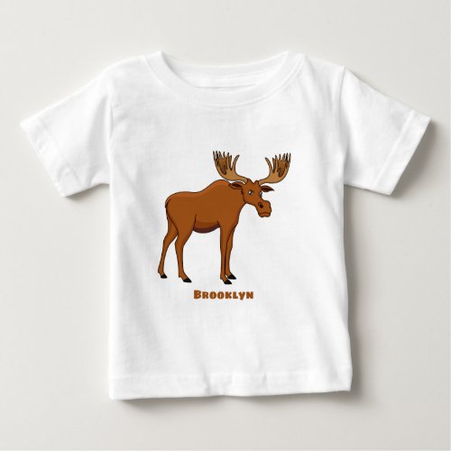 Funny moose cartoon illustration baby T_Shirt