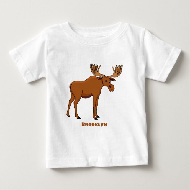 Funny moose cartoon illustration baby T-Shirt (Front)