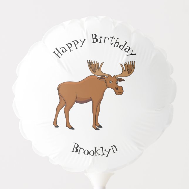 Funny moose cartoon illustration balloon (Front)