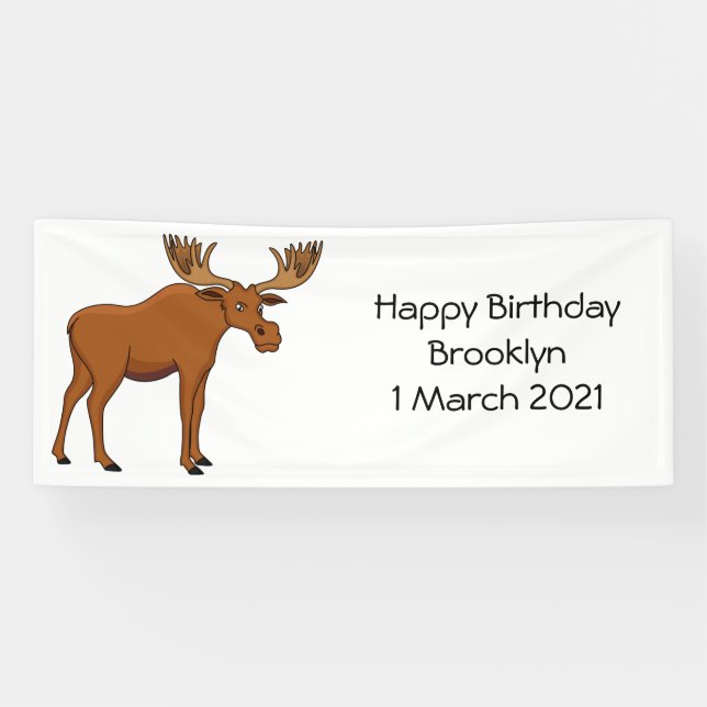 Funny moose cartoon illustration banner (Horizontal)