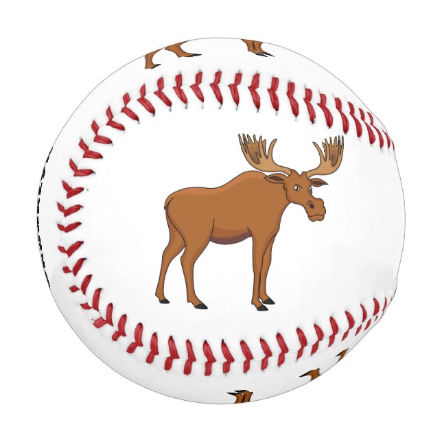 Funny moose cartoon illustration baseball (Front Left)