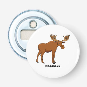 Funny moose cartoon illustration bottle opener