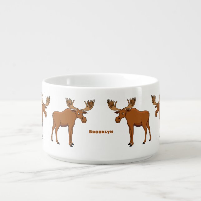 Funny moose cartoon illustration  bowl (Center)
