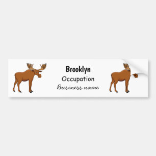 Funny moose cartoon illustration bumper sticker