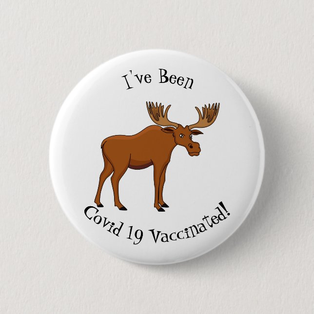 Funny moose cartoon illustration button (Front)
