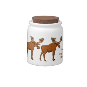 Funny moose cartoon illustration candy jar