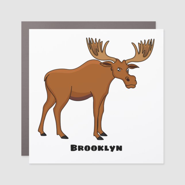 Funny moose cartoon illustration  car magnet (Front)