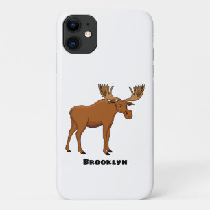 Funny moose cartoon illustration   iPhone 11 case