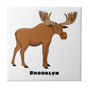Funny moose cartoon illustration ceramic tile