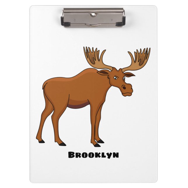 Funny moose cartoon illustration clipboard (Front)