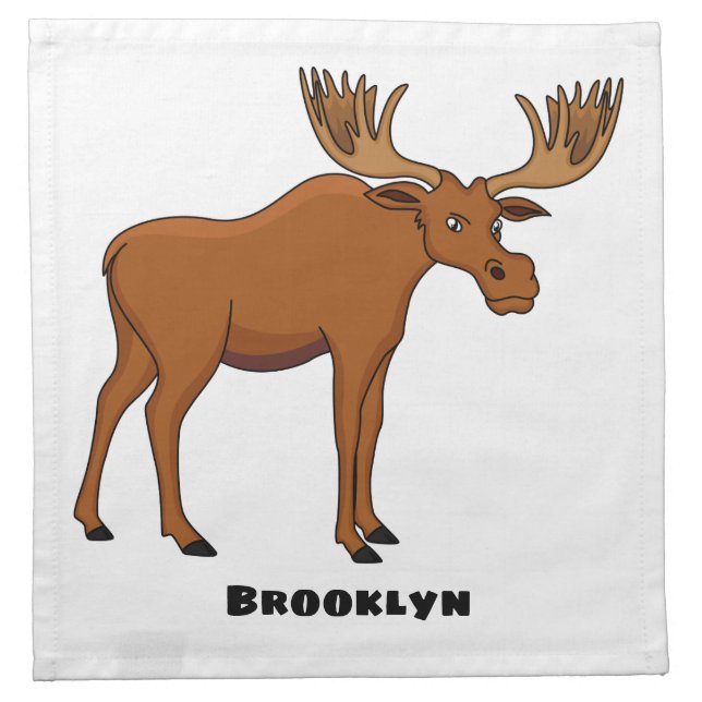 Funny moose cartoon illustration  cloth napkin (Front)