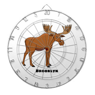 Funny moose cartoon illustration dart board