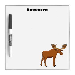 Funny moose cartoon illustration dry erase board