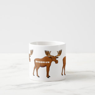 Funny moose cartoon illustration espresso cup