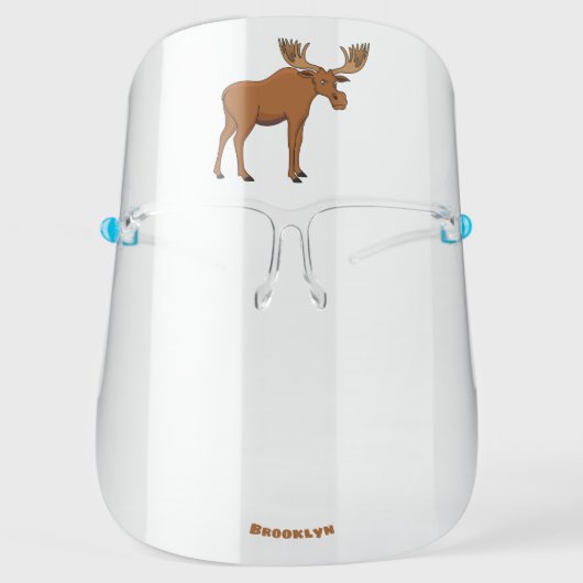 Funny moose cartoon illustration face shield (Front)