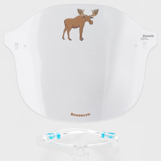 Funny moose cartoon illustration face shield (Front w/Glasses)