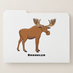 Funny moose cartoon illustration  file folder
