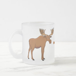 Funny moose cartoon illustration frosted glass coffee mug