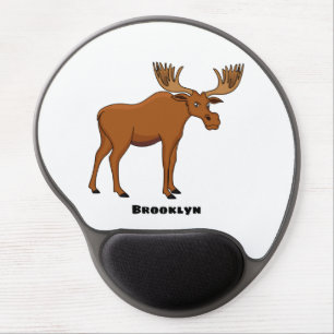 Funny moose cartoon illustration gel mouse pad
