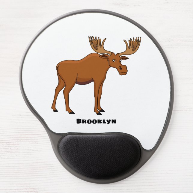 Funny moose cartoon illustration gel mouse pad (Front)