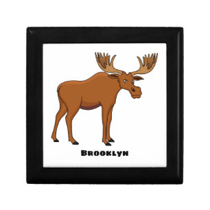 Funny moose cartoon illustration  gift box