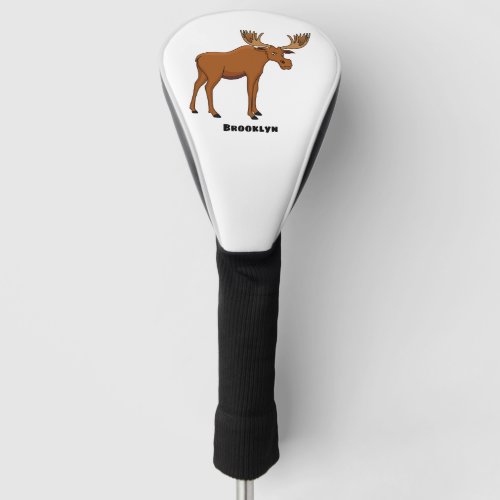 Funny moose cartoon illustration golf head cover