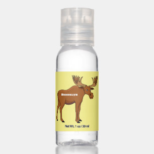 Funny moose cartoon illustration hand sanitizer