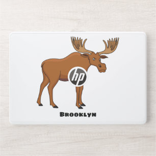 Funny moose cartoon illustration HP laptop skin