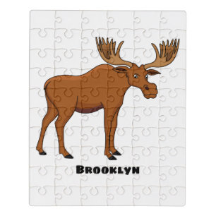 Funny moose cartoon illustration jigsaw puzzle
