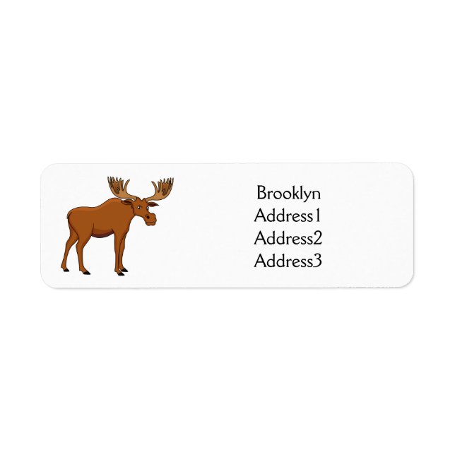 Funny moose cartoon illustration label (Front)
