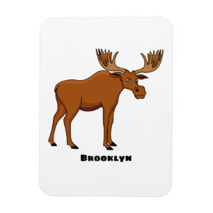 Funny moose cartoon illustration magnet