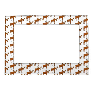 Funny moose cartoon illustration  magnetic frame