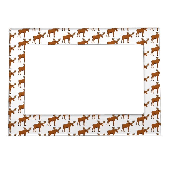 Funny moose cartoon illustration  magnetic frame (Front)