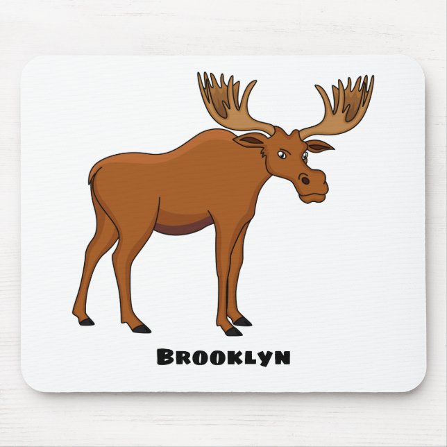 Funny moose cartoon illustration mouse pad (Front)
