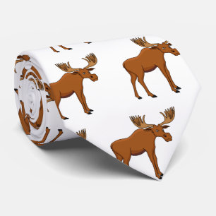 Funny moose cartoon illustration neck tie