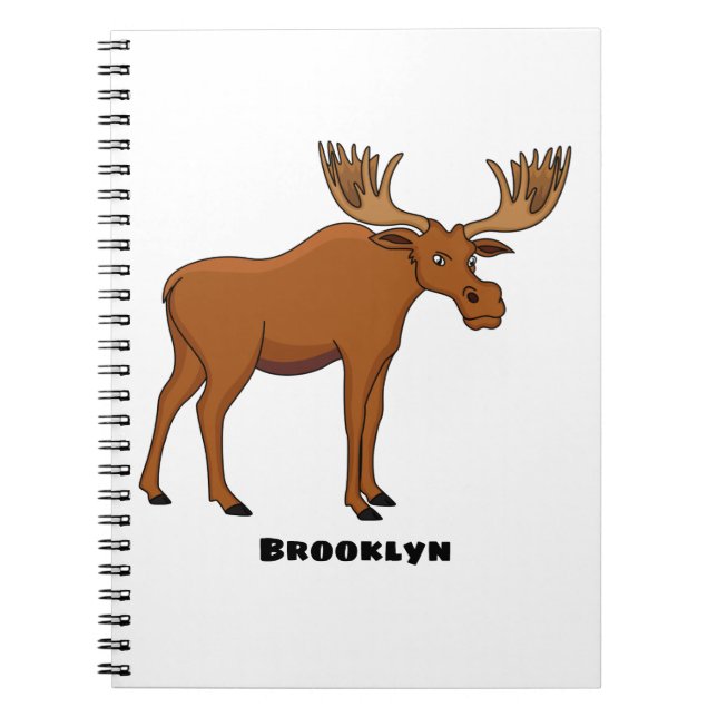 Funny moose cartoon illustration notebook (Front)